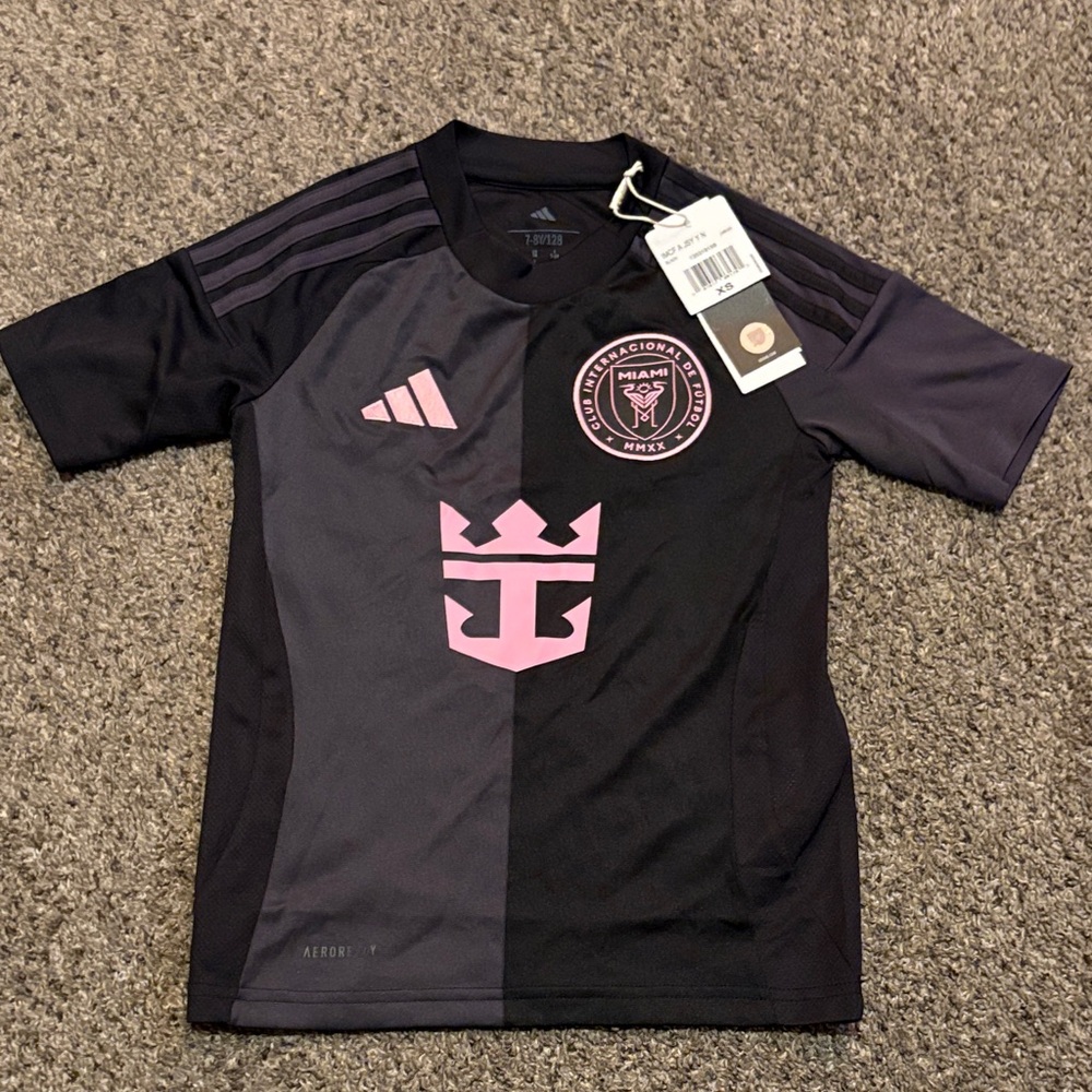 adidas Black and Pink Kids Jersey